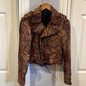 OOAK One of a Kind V22LA Hair on Leather Fur Moto Jacket NWOT BESPOKE COUTURE
